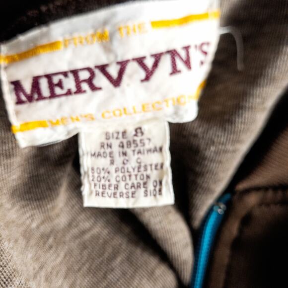 Mervyn’s Jacket Men’s Small Retro Vintage 90s Trackwear Brown Colorblock Zip Up - Picture 11 of 12